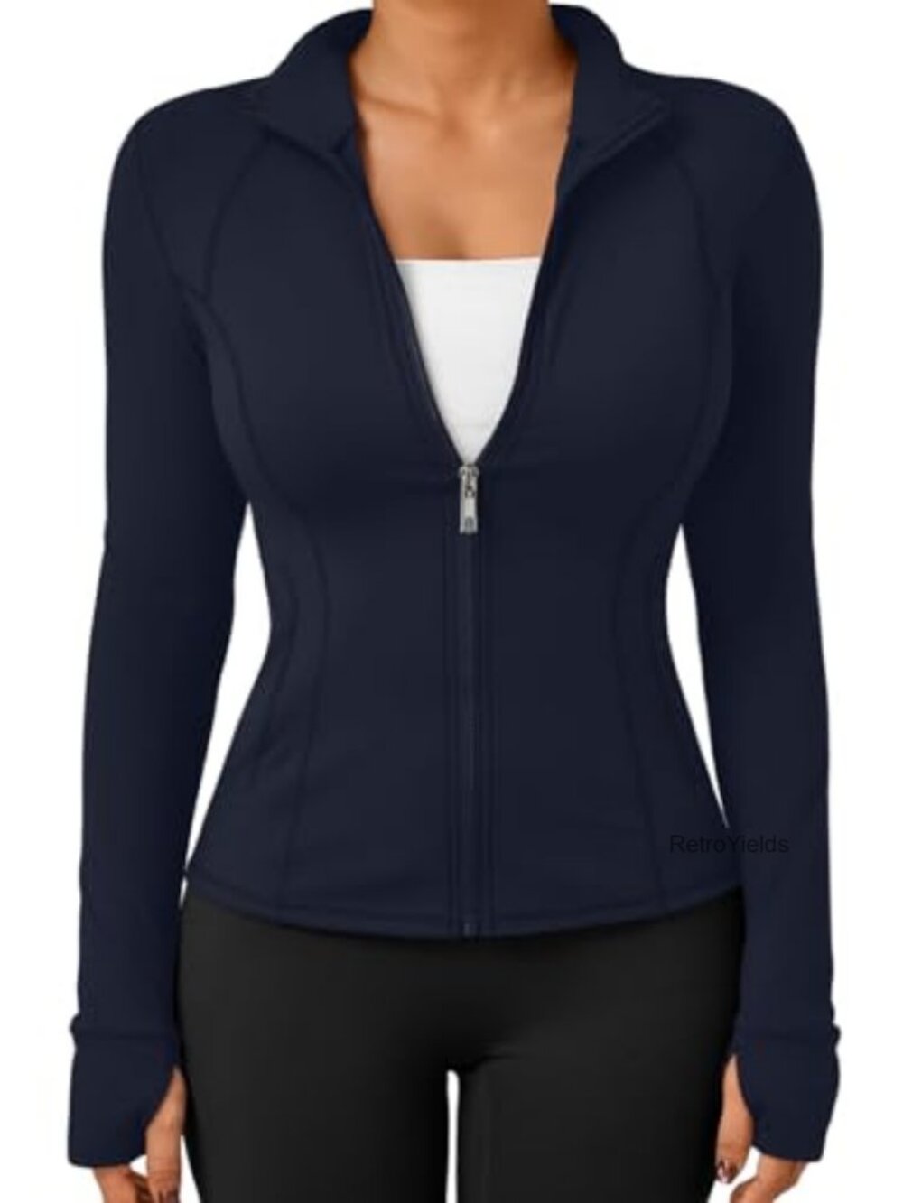 Zip Up Lightweight Running Jacket Thumbholes Full Zip Workout